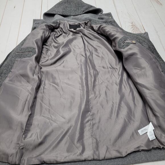 J. Crew Collection gray tweed wool houndstooth duffel hooded toggle coat - Picture 5 of 9